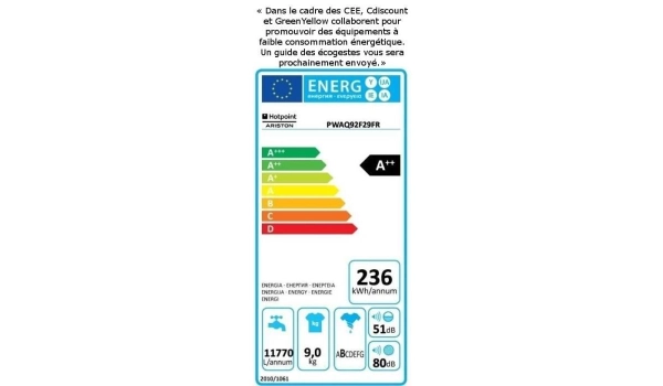 Lave linge HOTPOINT Aqualtis - 9 kg