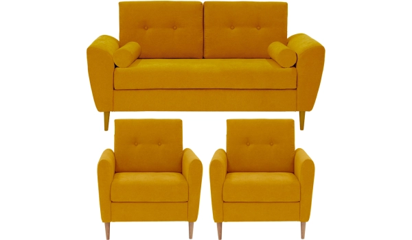 Set Sofa 3 seater + 2 Armchairs Miel TOBIAS