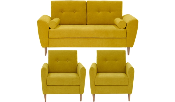 Set Sofa 3 seater + 2 Armchairs Moutarde TOBIAS