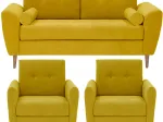 Set Sofa 3 seater + 2 Armchairs Moutarde TOBIAS 