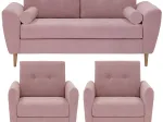 Set Sofa 3 seater + 2 Armchairs Pink TOBIAS 